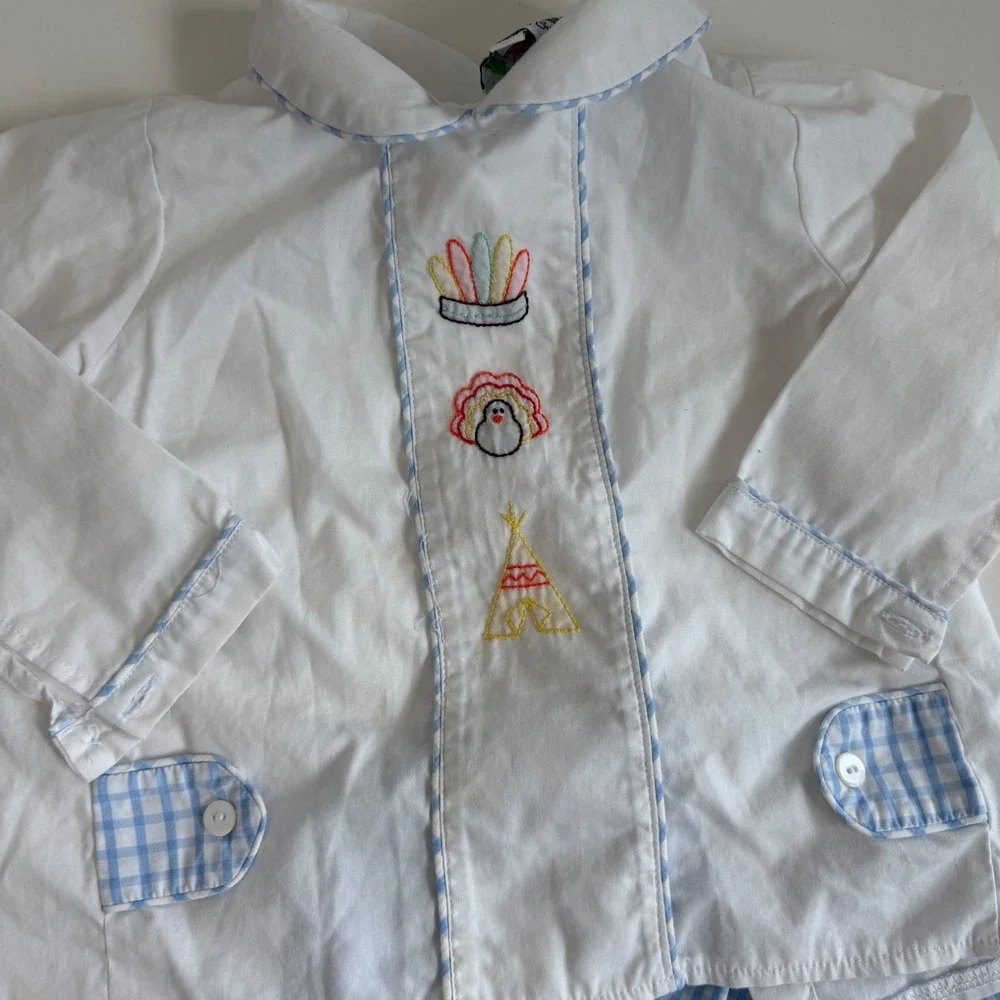 Cecil and Lou Thanksgiving Embroidered Long Sleeve Set Size 24 Months